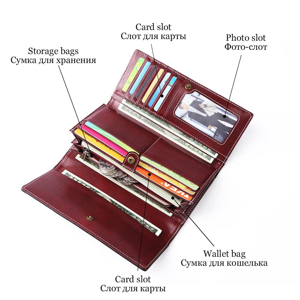 Women's Wallet Long Large Capacity Wallet Oil Wax Leather Wallet
