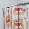 Teddy Bear Shower Curtain With Bowknot Print For Bathroom Decor Pink Red Hearts Pattern 160X180Cm Large Size Bath Tarpaulin Wate