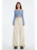2025 Spring Women's High-Waisted Wide-Leg Jacquard Jeans - Slimming, Floor-Length