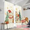 2pcs,2D plane printing Popular Curtain Panels Christmas bears snowmen cute (4) Durable Polyester (without rod) Decorations For