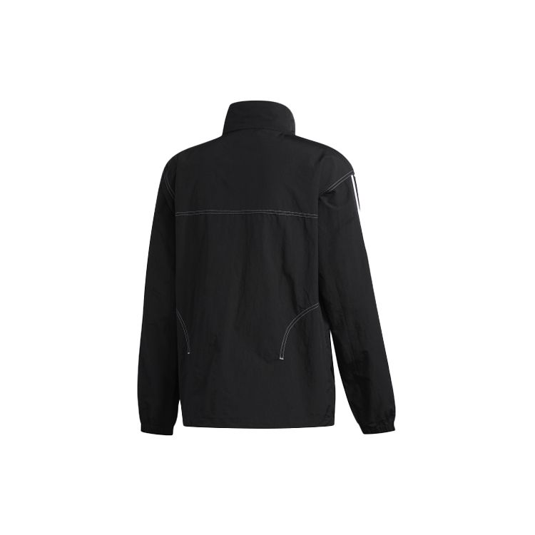Adidas Originals Trefoil Embroidered Logo Stand Collar Sport Jacket Men Jacket Black GD2057