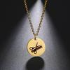 Cazador Women's Necklace Hair Stylist Scissors Comb Round Pendant Stainless Steel Gold Color Jewelry Birthday Mother Day Gift