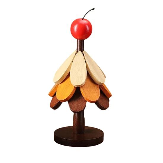 Wooden Tree Trivets for Hot Dishes  Christmas Tree Shaped Trivet Set with Stand B