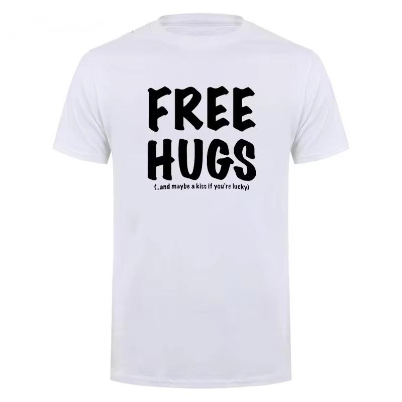 2026 Free Hugs Printing T Shirt for Unisex Male Summer Top Tee O Neck Short Sleeve Fashion Cotton TShirt Tshirt Unisex Brand Clothing