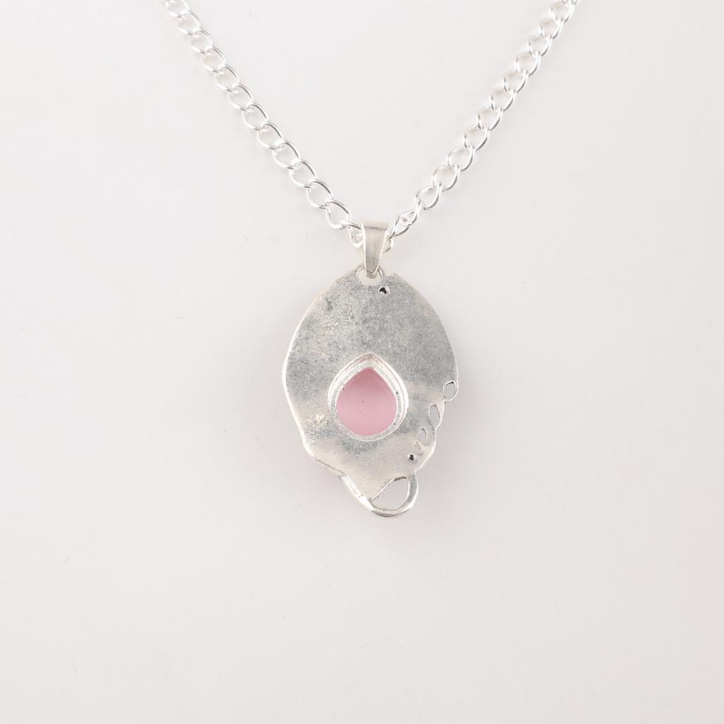 Pink Cat's Eye Gemstone 925 Sterling Silver Jewelry Handmade Prong Set Pendant CP-9-44