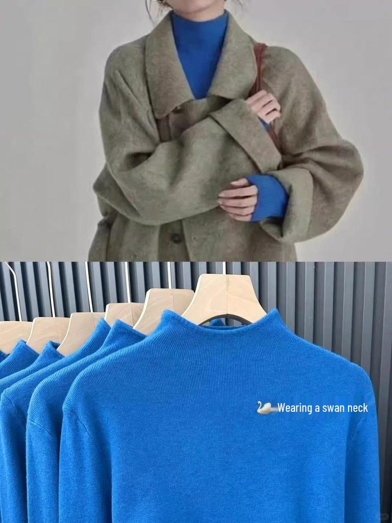 Korean Style Candy Color Soft Knit Women's Sweater - Gentle, Skin-Friendly, Half-High Collar.