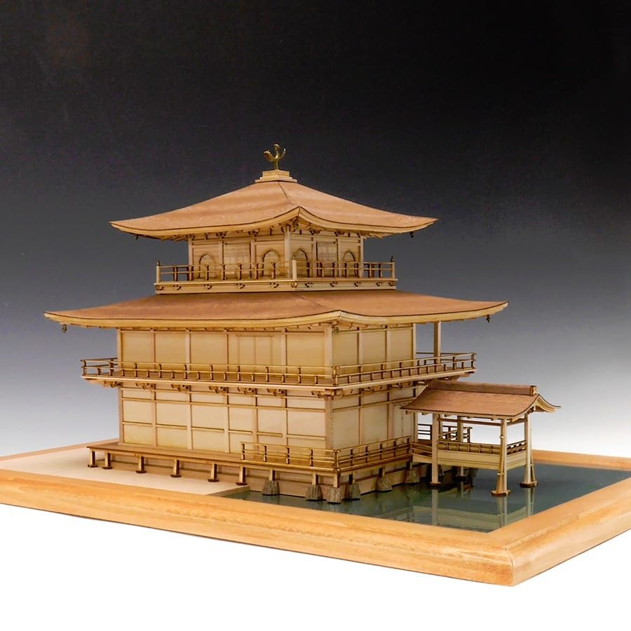 Woody Joe 1/75 Scale Rokuon-ji Temple Golden Pavilion, Plain Wood, Wooden Model Assembly Kit (Building)
