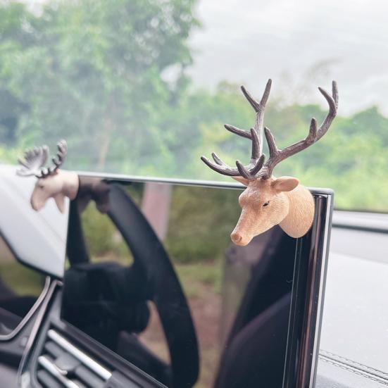 PVC Animal Head Figurine Refrigerator Decoration Mini Antelope Elk Mammoth