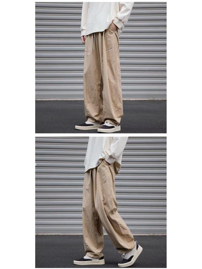 Herren Cargo-Hose im japanischen Stil: Lockere Passform, Gerades Bein, Weites Bein für Frühling & Herbst