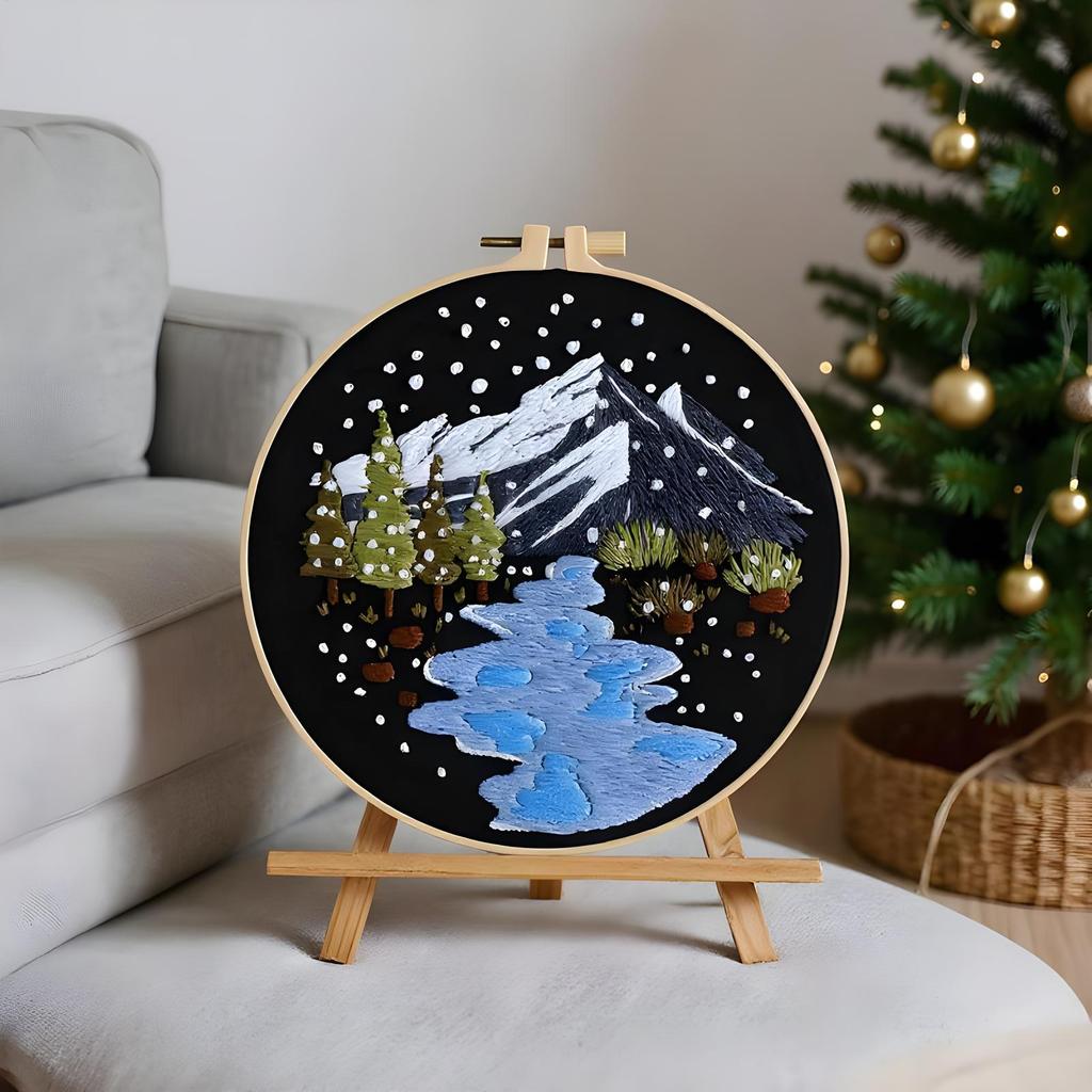 Christmas Needlework Kits Easy Beginners Embroidery Kit Seasonal Decor For Desktop Kitchen Living Room Bedroom Dormitory