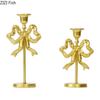 Golden Bowknot Decorative Candle Holder Ornaments Romantic Candlestick Table Decoration Wax Melt Burner Home Aroma Container