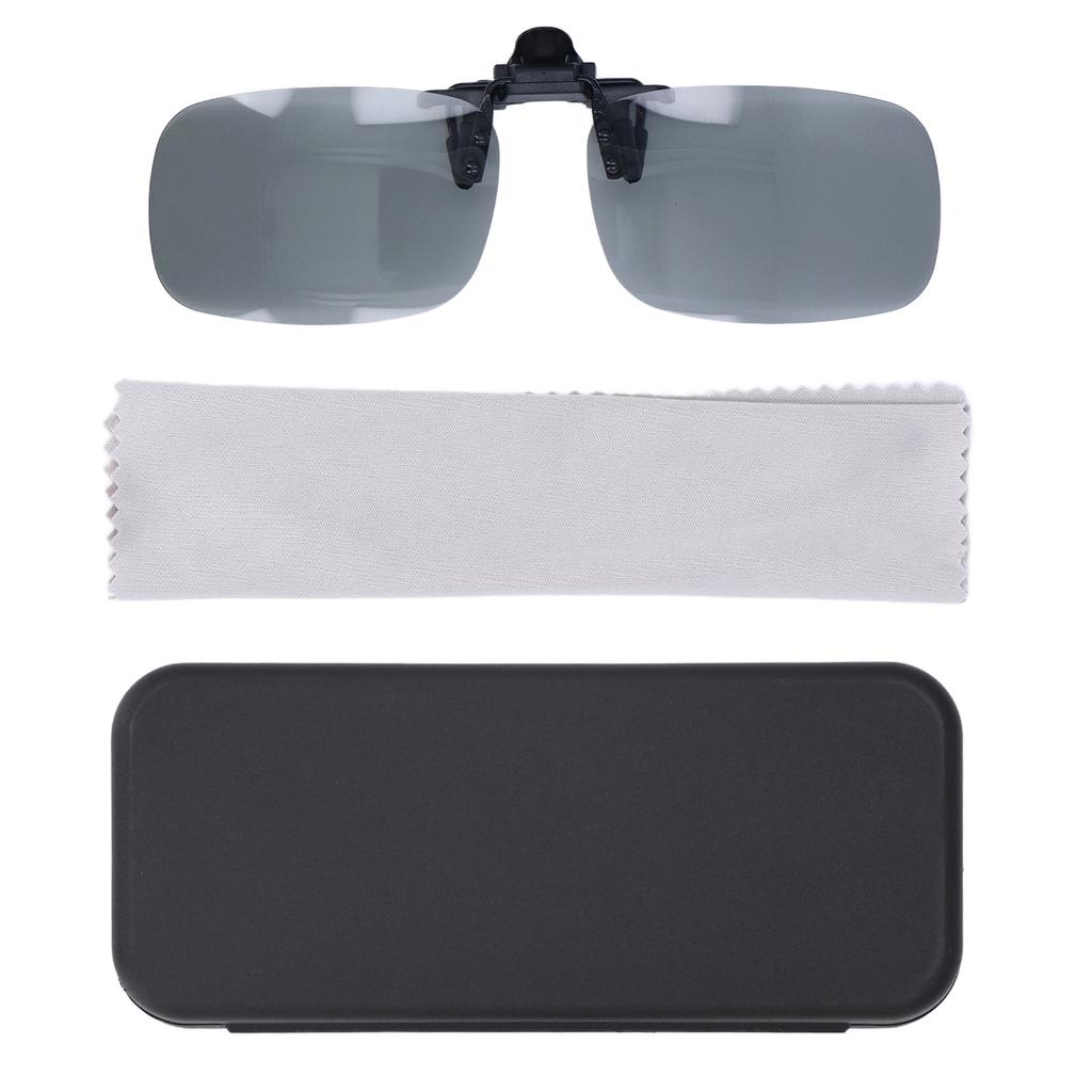 Polarized Clip On Glasses Day Night Duel Use Portable Polarized Clip On Sunglasses for Fishing Jogging Black Gray