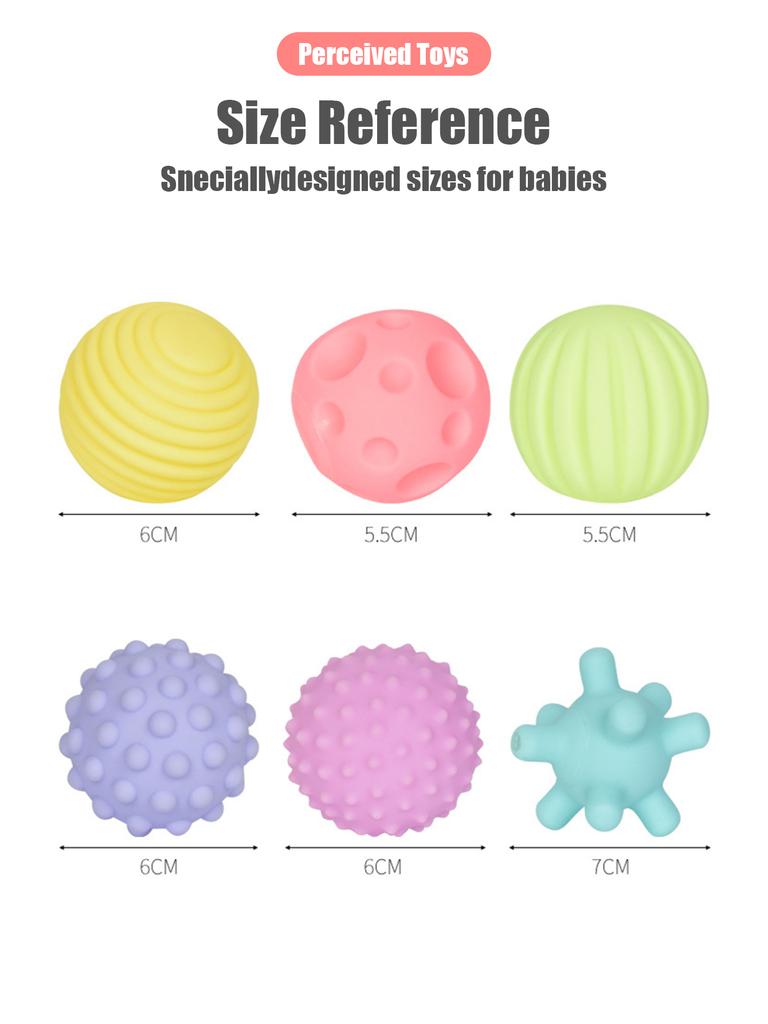 6 PCS Infant Sensory Playthings Balls Infant Bath Enjoy Water Bathroom Gentle Playthings Ball Can Make a Sound Gentle Rubber Ball