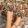 Women's Leopard Print Bow Flat Sandals