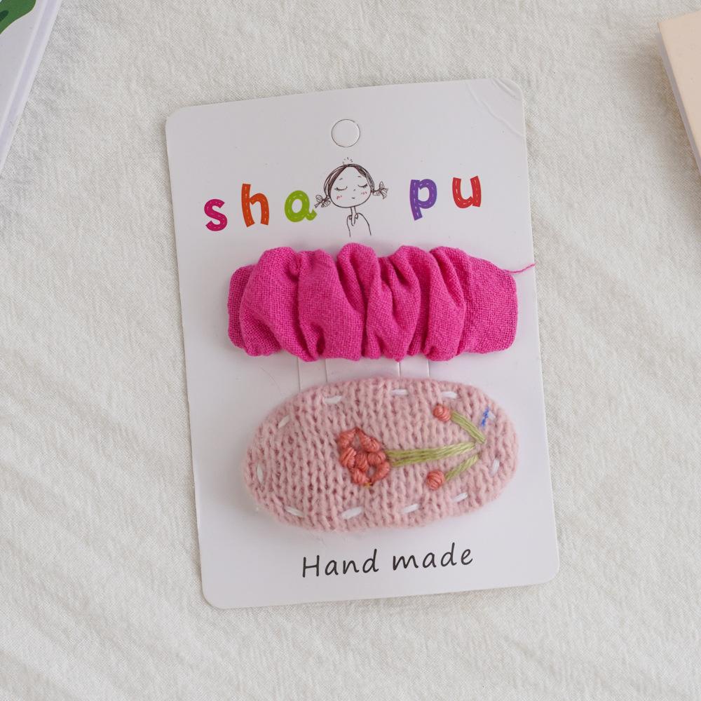 Cute Children Hair Pins Matte Cartoon Fruit Plant Fabric Embroidery BB Hair Clips for Girl Korea Simple Fashion Hair Accessories