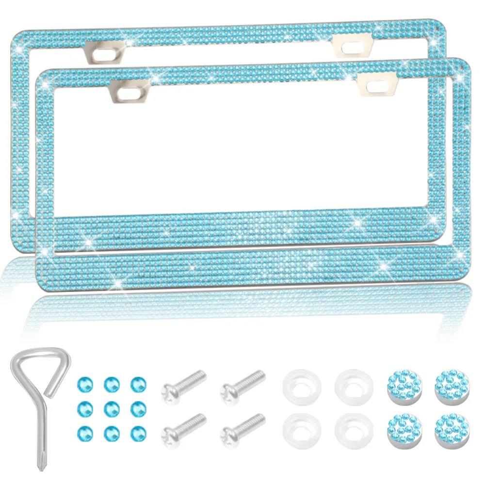 31*16cm Rhinestone Car License Plate Frame Cover Frame Auto Parts Glittering Crystal License Plate Holder for Ladies License Plate Covers Frames 6