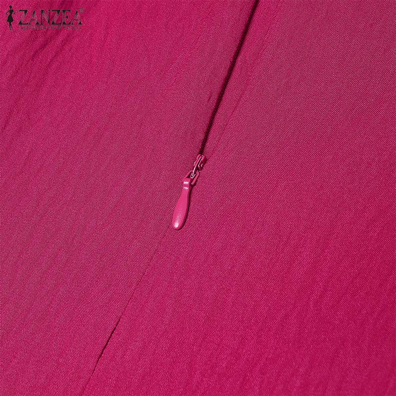 ZANZEA Damen Casual Rundhals Sommer Kurzarm Etuikleid