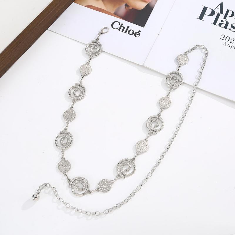 Womens Elegant Ladies Metal Thin Waist Chain Gold Round Irregular Body Chains Sexy Accessory Dress Belts Accessories Fashion