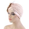Big Flower Accessories Imitation Silk Pleated Turban Hat Ethnic Hat Indian Hat Ladies Wedding Hat