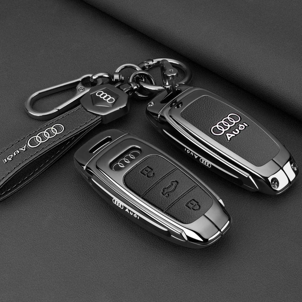 Leder Schlüsseletui Schale Schnalle Auto Schlüsselhülle für Audi A3 A4 B9 A6 A7 4K A8 E-tron Q5 Q8 C8 D5 SQ8 Auto Fernbedienung Schale