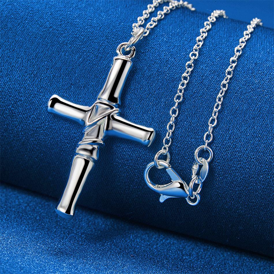 Collana con pendente a croce squisita in argento sterling 925, 16-30 pollici, per uomo e donna, gioielli alla moda, accessori hip-hop