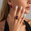 Women Ring/Earrings, with Large Square Stone Retro Design, Alloy Resin Multiple Colors Vintage Style Fashion Jewelry