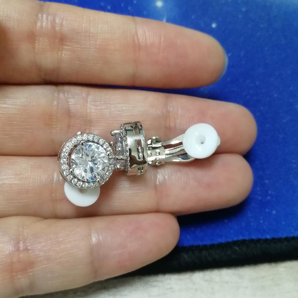 E060 2 Size Diameter 14MM 12MM Clip-on Earrings Women Brass CZ Earrings Hip Hop Jewelry