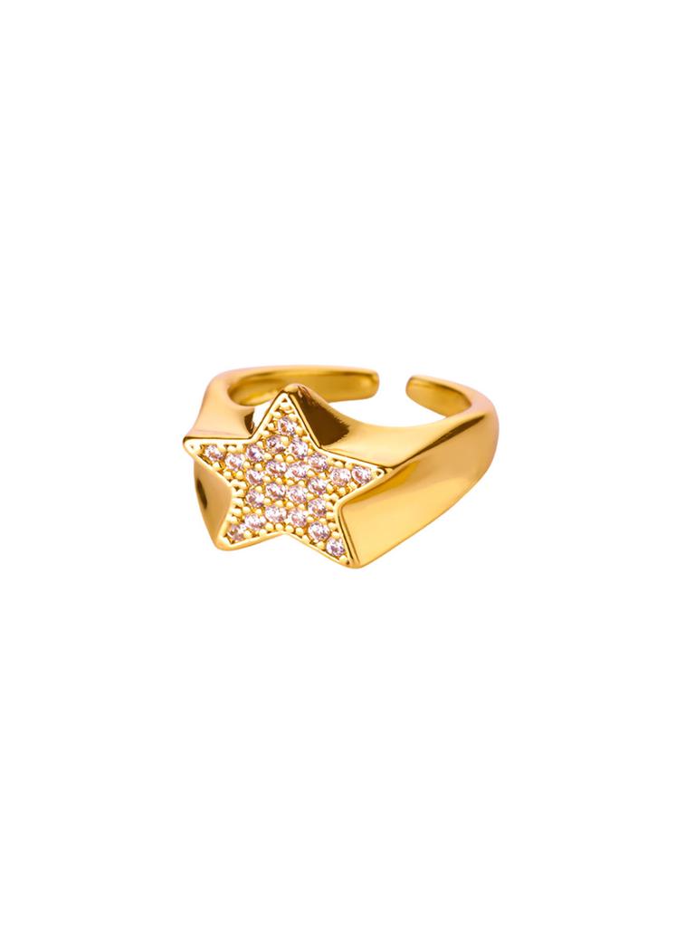 Zircon Star Knot Rings For Women Gold Stainless Steel Geometric Adjustable Finger Rings Wedding Couple Jewelry Gifts
