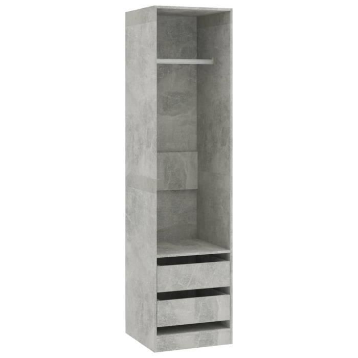 VidaXL Garde-robe avec tiroirs Gris béton 50x50x200 cm Bois ingénierie 800616