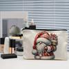 baizihuahu Cosmetic Storage Bag, with Black Zipper Smooth Opening, Thick Wear-Resistant Canvas Pouch, Christmas Pattern Printed Multipurpose