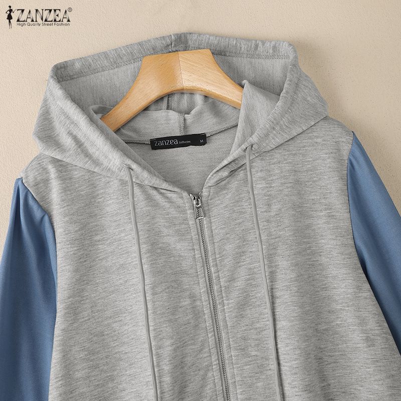 ZANZEA Women Casual Long Sleeve Hoodies Thin Cardigan Outwear