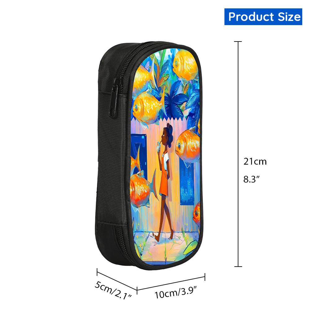 Stitch Pencil Case With Dual Zipper Polyester Storage For Kids And Students