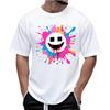 Mens Graffiti Funny Halloween T-Shirts Novelty Spoof Horror Face Graphic Casual Crewneck Short Sleeve Loose Tee Tops