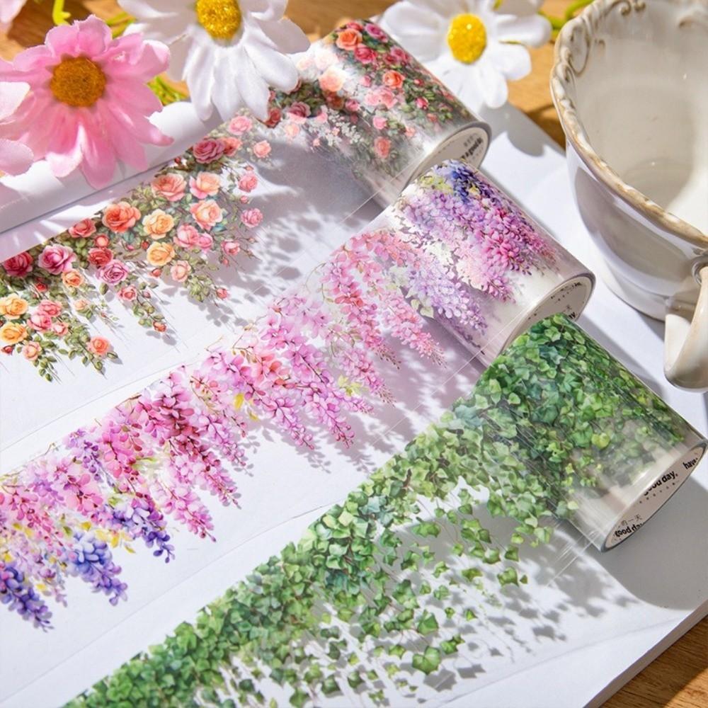 200cm/roll Vine Theme Flower Landscaping Tape PET Decorative Tape Plant Tape Diary Decoration