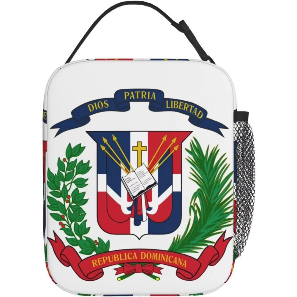 Dominikanische Flagge Brotdose Wiederverwendbare Isolierte Lunchtasche Thermokühlertasche für Jungen Mädchen Frauen Schule Picknick Arbeit Reisen Wandern