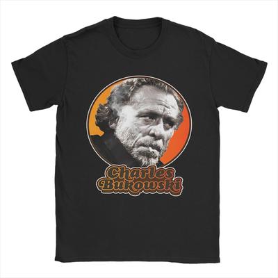 Retro Koszulki Męskie z Hołdem dla Charlesa Bukowskiego Czysta Bawełna Vintage T-Shirt Okrągły Dekolt T-Shirt Krótki Rękaw Top Lato