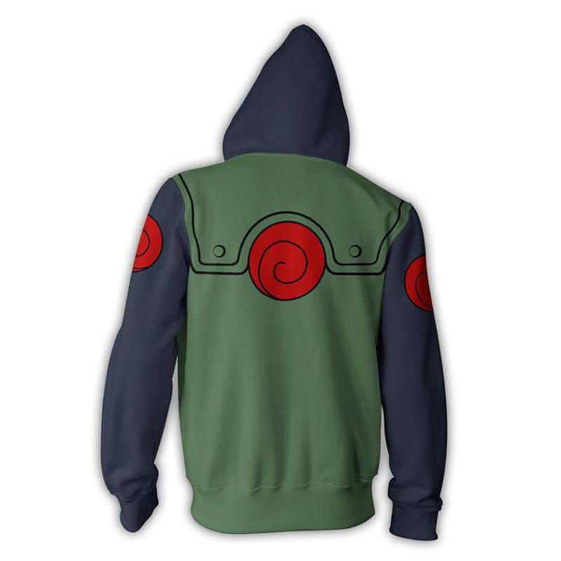 Hatake Naruto Kakashi Printed Zipper Fleece Hoodie Jacket Coat Cosplay Costume