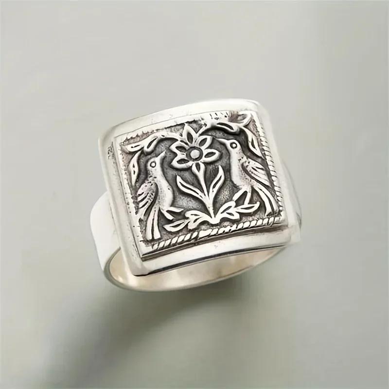 

Vintage Silver Color Flower Bird Animal Rings for Women Exquisite Party Ring Jewelry 8