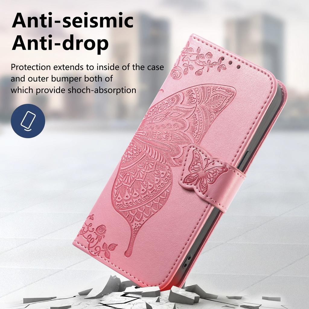 For Motorola Moto G86 Power 5G Case with Strap Butterfly Pattern PU Leather Wallet Phone Cover