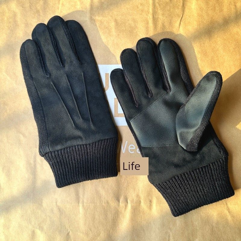 

Japanese Style Simple Cycling Windproof Fleece Winter Menswear Women s Gloves Cold-Proof Heattech Touch Screen 24 Fall and Winter Black Black M