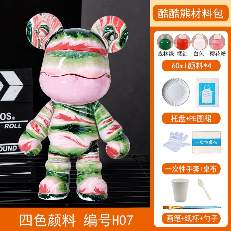 Homemade Creative Fluid Bear Fluid Cool Bears White Mold DIY Painting Handmade Toy Material Kit Gift Home Decor Animal Ornaments