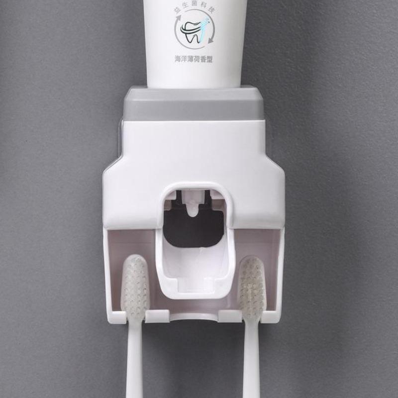 Kreative Wandmontage Automatischer Zahnpastaspender Badezimmer-Zubehör-Set Wasserdichter fauler Zahnpasta-Quetscher Zahnbürstenhalter