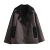 Spring and Winter Velvet Coat Faux Leather Jacket Top Lapel Loose Fashion Casual Style Warm Coat