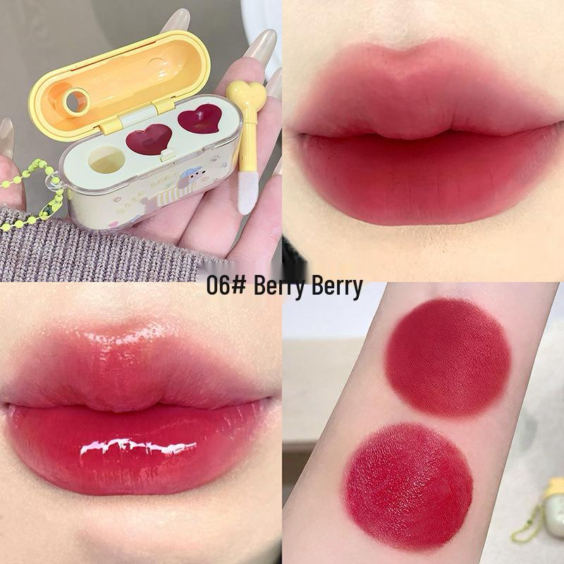 Gege Bear Double-Color Velvet Mist Lip Cream - Natural Bright Matte Finish for Autumn/Winter Moisturizing.