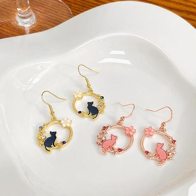 Korean Fashion Kitten Geometric Wreath Earrings