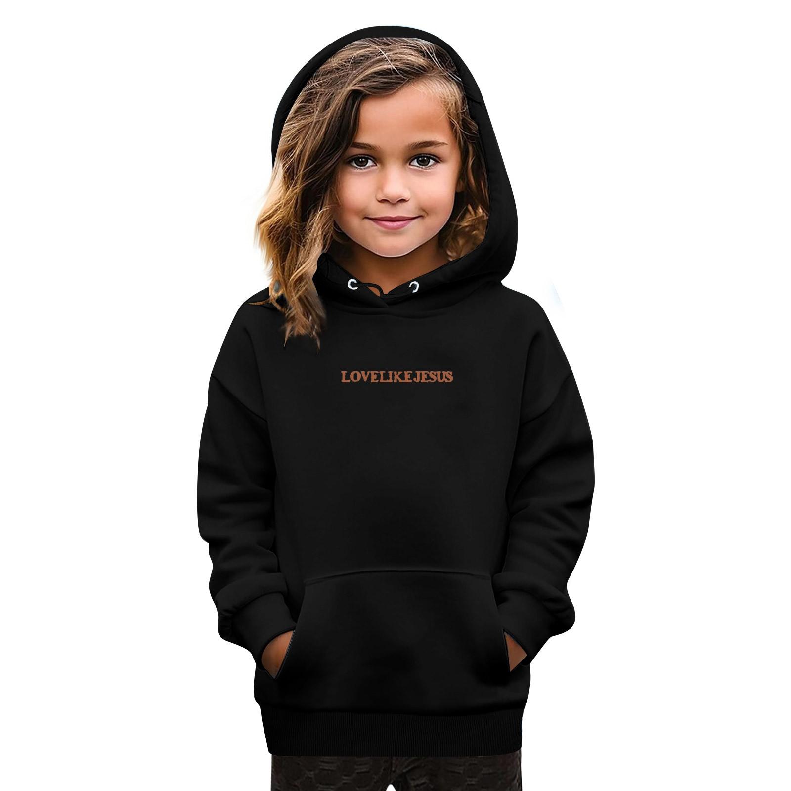 

Толстовки для девочек-подростков с графическим принтом и буквами, повседневные толстовки с длинным рукавом и завязками, симпатичная толстовка большого размера 110 чёрный