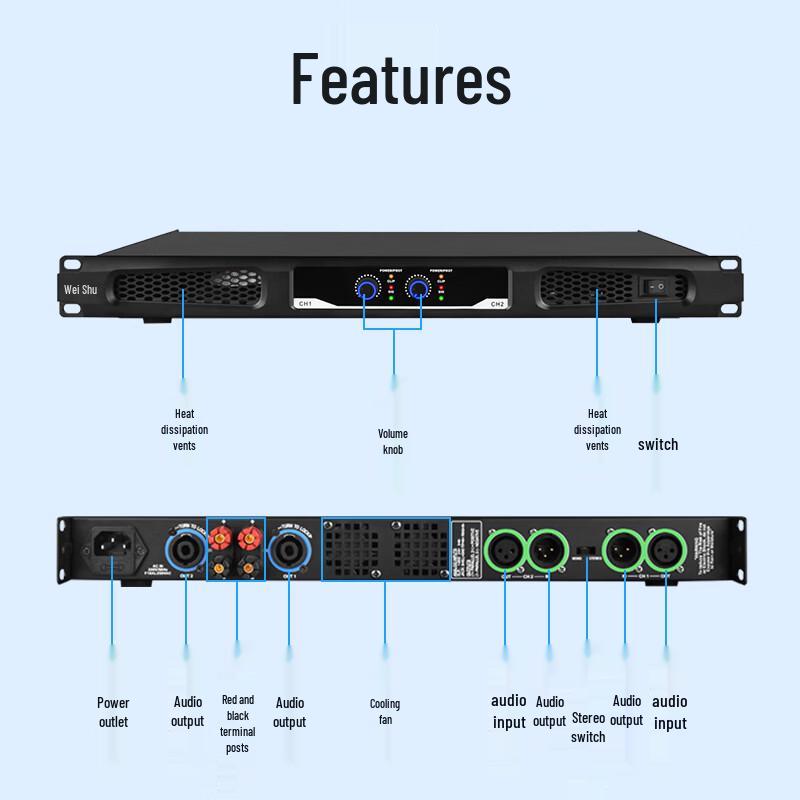 Professional 2-Channel 1U Digital Power Amplifier (CN Version)