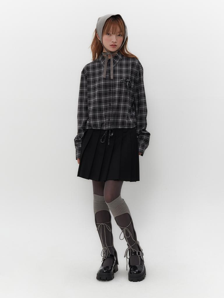 TUOMIO Tm Symbol Pleats Skirt [Black]