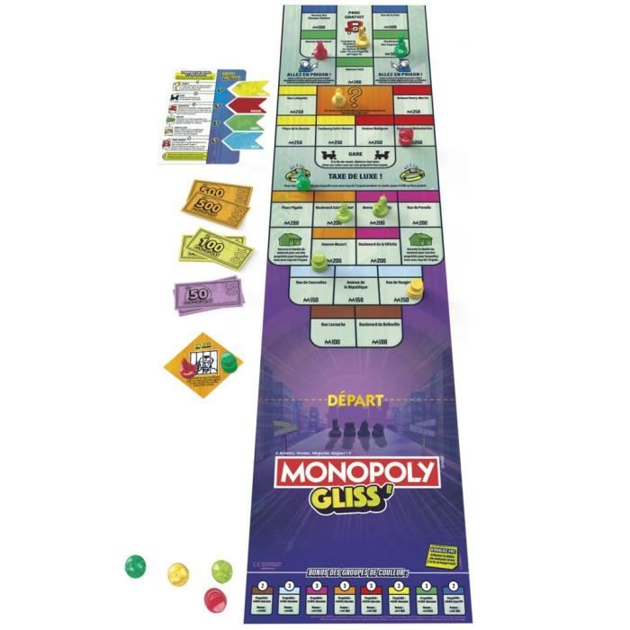 Monopoly Gliss', Jeu de Groupe Familial pour Enfants, Ados et Adultes, à partir de 8 Ans, 2 à 8 Joueurs, 20 Minutes en Moyenne, Jeu