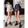 Women's High Waist A‑Line Mini Skirt Irregular PU Mini Skirt Side Zipper Casual Bottoms